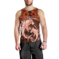 Polynesian Shark Valentine Day Men Tank Top Hibiscus and Tribal Tattoo Orange Style LT03 - Polynesian Pride