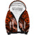 Polynesian Shark Valentine Day Sherpa Hoodie Hibiscus and Tribal Tattoo Orange Style LT03 Unisex Orange - Polynesian Pride