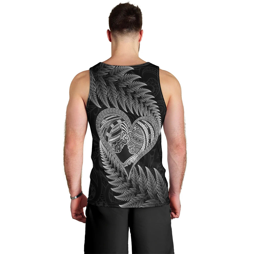 New Zealand Valentine Day Men Tank Top Aotearoa Warrior and Woman Love Heart Maori Pattern LT03 - Polynesian Pride
