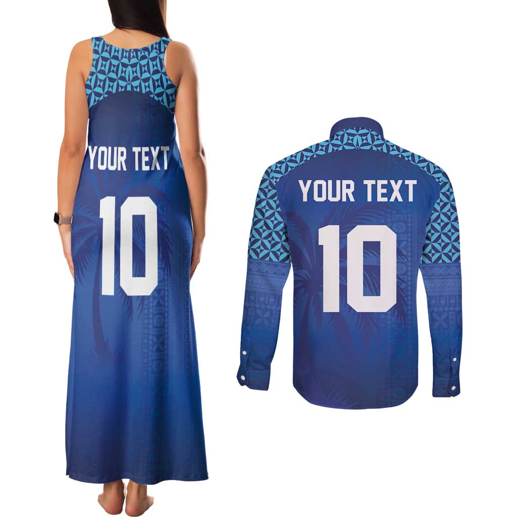 Custom Fiji Football-Towards World Cup 2026 Couples Matching Tank Maxi Dress and Long Sleeve Button Shirt