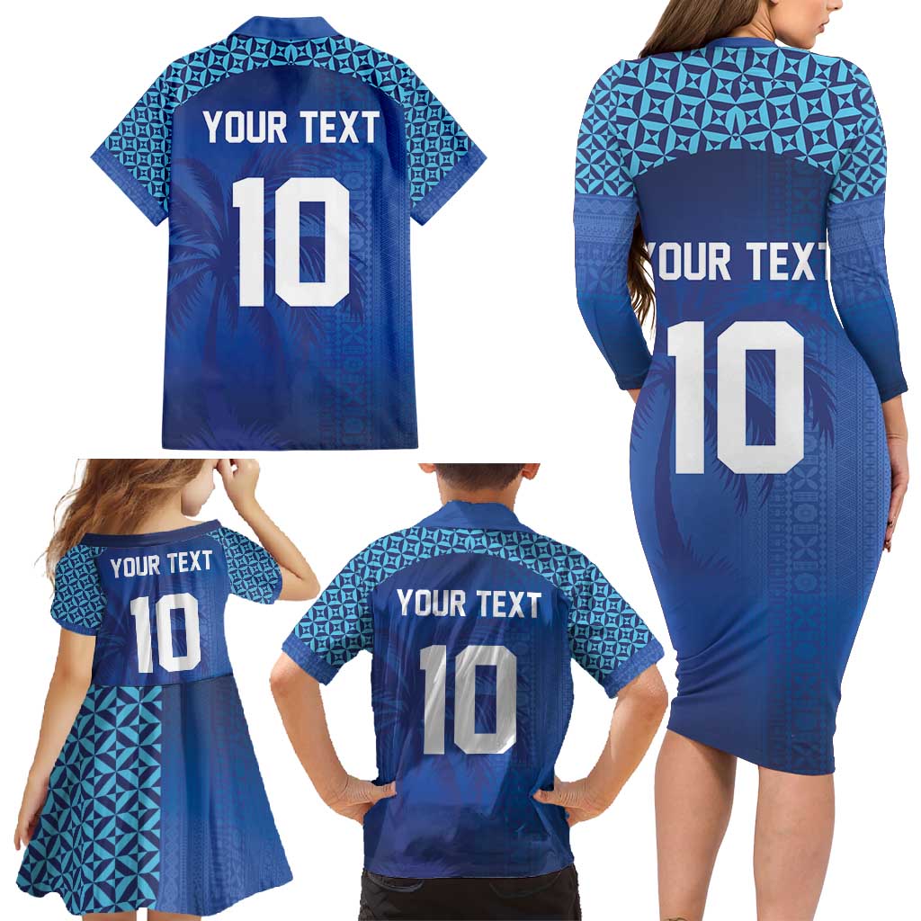 Custom Fiji Football-Towards World Cup 2026 Family Matching Long Sleeve Bodycon Dress and Hawaiian Shirt