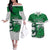 Custom Hawaii Volleyball-Kakau Motif Green Color Couples Matching Off The Shoulder Long Sleeve Dress and Hawaiian Shirt