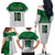 Custom Hawaii Volleyball-Kakau Motif Green Color Family Matching Off The Shoulder Long Sleeve Dress and Hawaiian Shirt