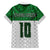 Custom Hawaii Volleyball-Kakau Motif Green Color Family Matching Off The Shoulder Long Sleeve Dress and Hawaiian Shirt