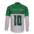 Custom Hawaii Volleyball-Kakau Motif Green Color Family Matching Off The Shoulder Long Sleeve Dress and Hawaiian Shirt