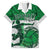 Custom Hawaii Volleyball-Kakau Motif Green Color Family Matching Off Shoulder Maxi Dress and Hawaiian Shirt