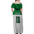 Custom Hawaii Volleyball-Kakau Motif Green Color Family Matching Off Shoulder Maxi Dress and Hawaiian Shirt
