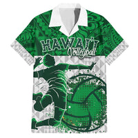 Custom Hawaii Volleyball-Kakau Motif Green Color Family Matching Puletasi and Hawaiian Shirt