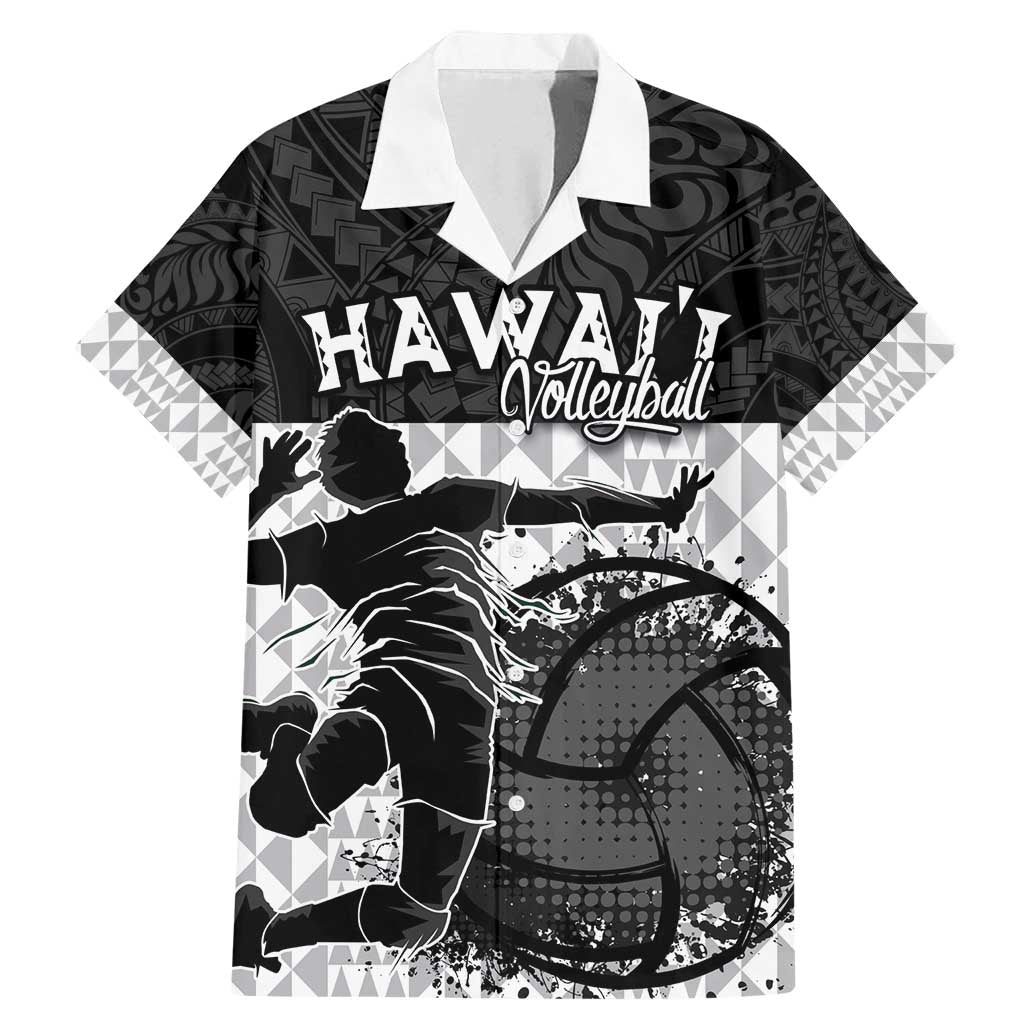 Custom Hawaii Volleyball-Kakau Motif Grayscale Color Family Matching Mermaid Dress and Hawaiian Shirt