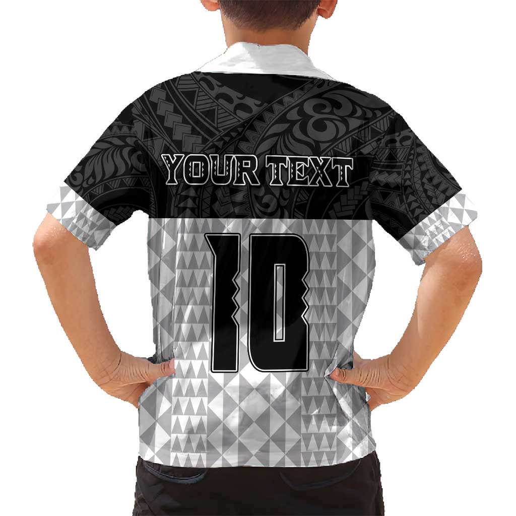 Custom Hawaii Volleyball-Kakau Motif Grayscale Color Family Matching Puletasi and Hawaiian Shirt