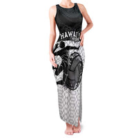 Custom Hawaii Volleyball-Kakau Motif Grayscale Color Family Matching Tank Maxi Dress and Hawaiian Shirt
