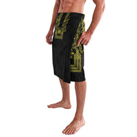 Philippines Barong Style Lavalava with Polynesian Art and Leaf Motif Black-Gold Color LT03 - Polynesian Pride