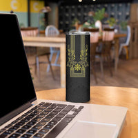 Philippines Barong Style Skinny Tumbler with Polynesian Art and Leaf Motif Black-Gold Color