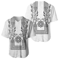 Philippines Barong Style Baseball Jersey with Polynesian Art and Leaf Motif Black-White Color LT03 - Polynesian Pride