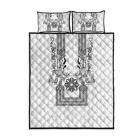 Philippines Barong Style Quilt Bed Set with Polynesian Art and Leaf Motif Black-White Color LT03 - Polynesian Pride