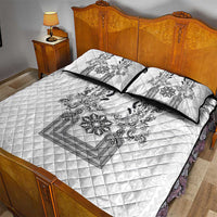Philippines Barong Style Quilt Bed Set with Polynesian Art and Leaf Motif Black-White Color LT03 - Polynesian Pride