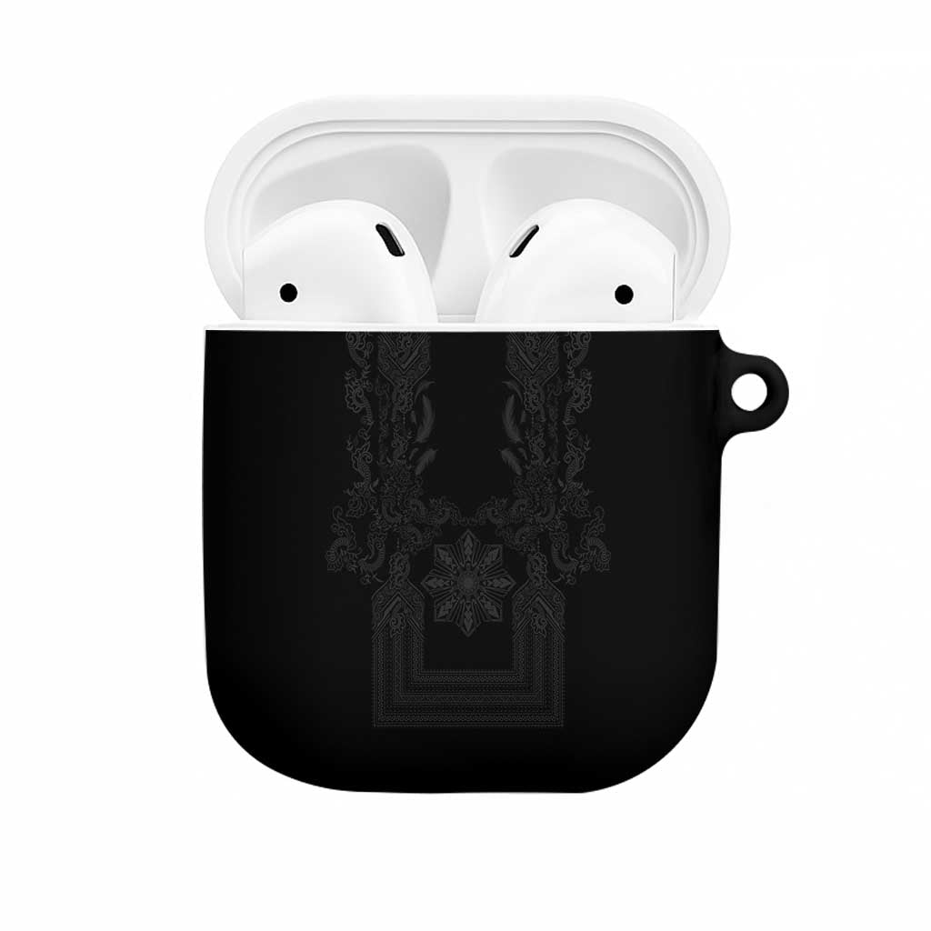 Philippines Barong Style AirPods Case with Polynesian Art and Leaf Motif Black Color LT03 Black - Polynesian Pride