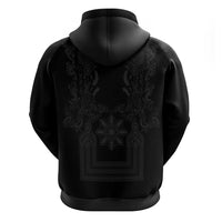 Philippines Barong Style Hoodie with Polynesian Art and Leaf Motif Black Color LT03 - Polynesian Pride