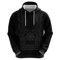 Philippines Barong Style Hoodie with Polynesian Art and Leaf Motif Black Color LT03 - Polynesian Pride