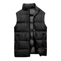 Philippines Barong Style Sleeveless Puffer Jacket with Polynesian Art and Leaf Motif Black Color LT03 - Polynesian Pride