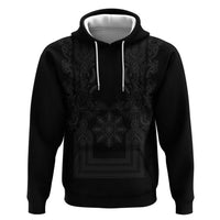 Philippines Barong Style Zip Hoodie with Polynesian Art and Leaf Motif Black Color LT03 Pullover Hoodie Black - Polynesian Pride