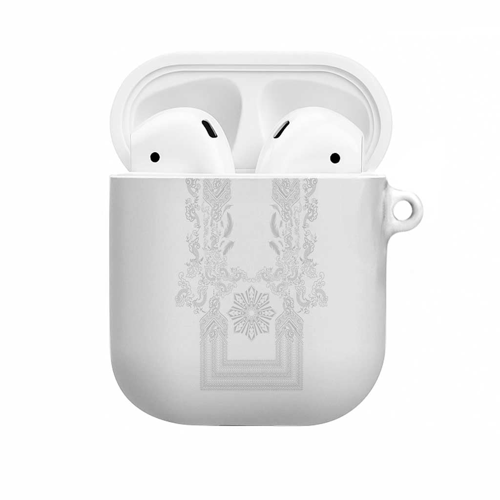 Philippines Barong Style AirPods Case with Polynesian Art and Leaf Motif White Color LT03 White - Polynesian Pride