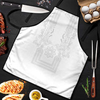 Philippines Barong Style Apron with Polynesian Art and Leaf Motif White Color LT03 White - Polynesian Pride