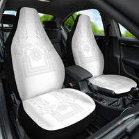 Philippines Barong Style Car Seat Cover with Polynesian Art and Leaf Motif White Color LT03 One Size White - Polynesian Pride