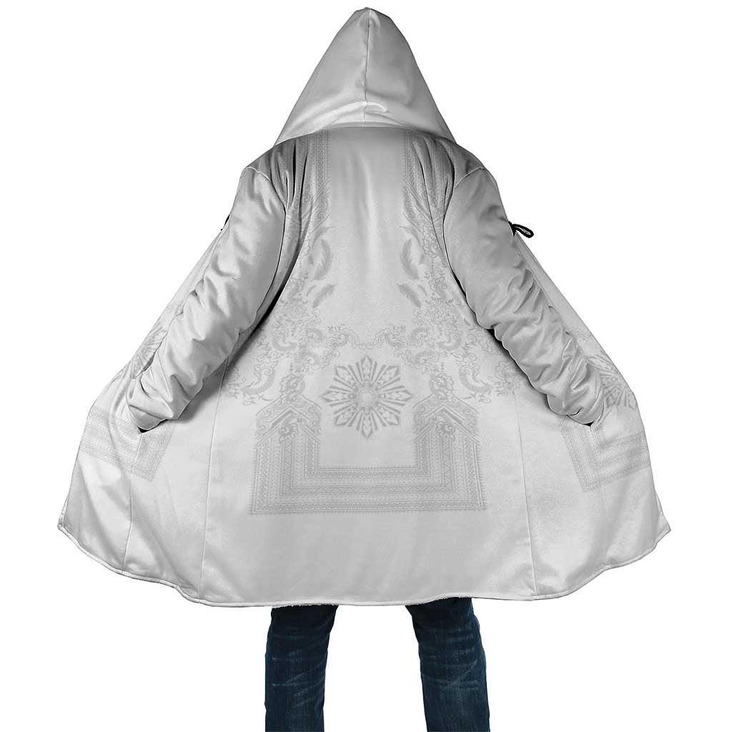 Philippines Barong Style Cloak with Polynesian Art and Leaf Motif White Color LT03 Unisex White - Polynesian Pride