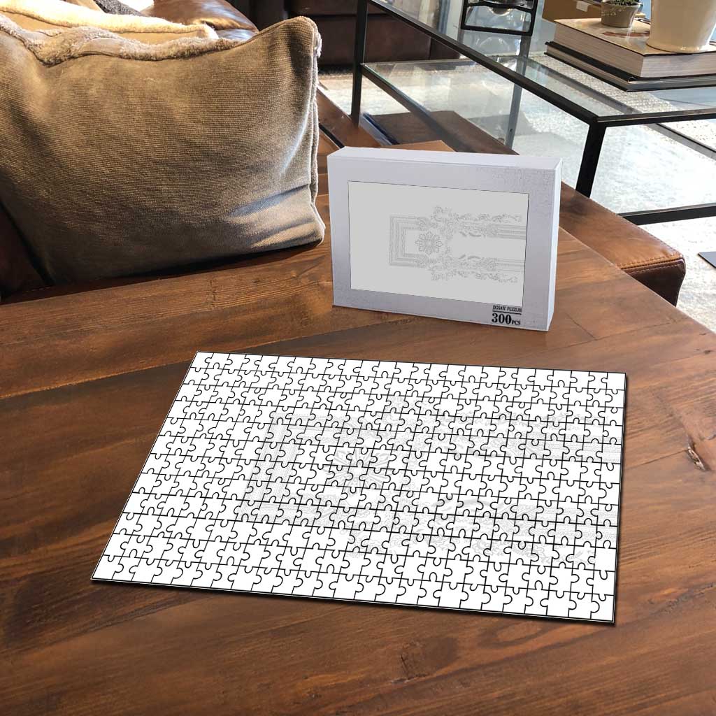 Philippines Barong Style Puzzle with Polynesian Art and Leaf Motif White Color LT03 - Polynesian Pride
