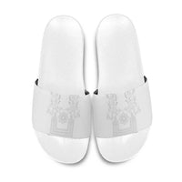 Philippines Barong Style Slide Sandals with Polynesian Art and Leaf Motif White Color LT03 White - Polynesian Pride