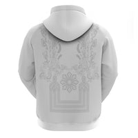Philippines Barong Style Zip Hoodie with Polynesian Art and Leaf Motif White Color LT03 - Polynesian Pride