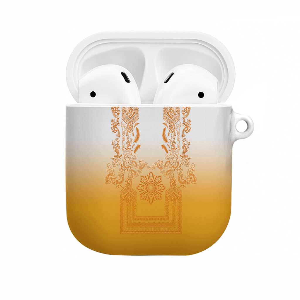 Philippines Barong Style AirPods Case with Polynesian Art and Leaf Motif Yellow Color LT03 Yellow - Polynesian Pride