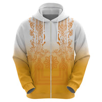 Philippines Barong Style Hoodie with Polynesian Art and Leaf Motif Yellow Color LT03 - Polynesian Pride