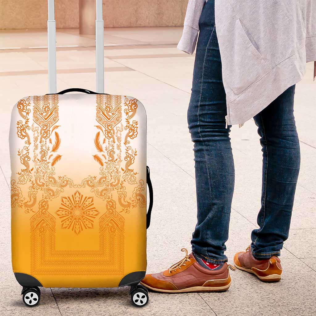 Philippines Barong Style Luggage Cover with Polynesian Art and Leaf Motif Yellow Color LT03 Yellow - Polynesian Pride