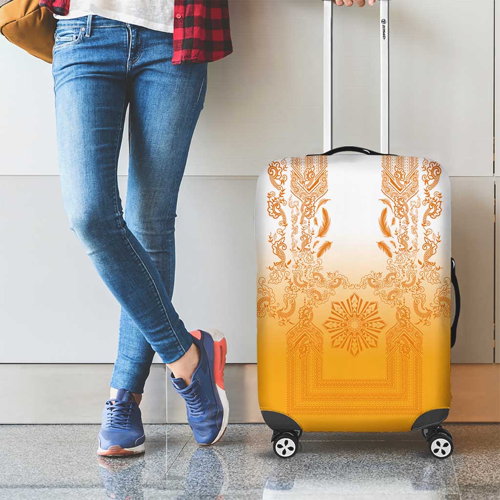 Philippines Barong Style Luggage Cover with Polynesian Art and Leaf Motif Yellow Color LT03 - Polynesian Pride