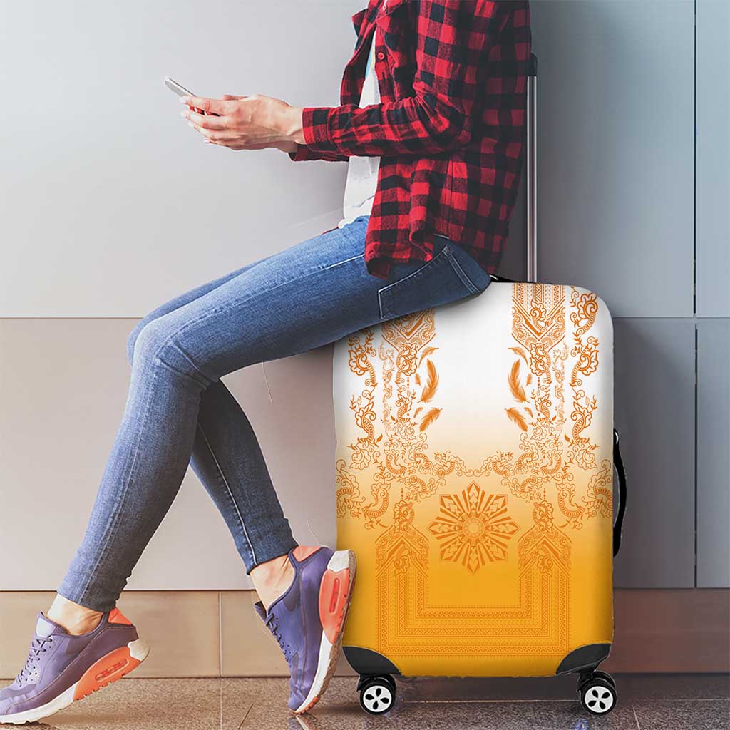 Philippines Barong Style Luggage Cover with Polynesian Art and Leaf Motif Yellow Color LT03 - Polynesian Pride