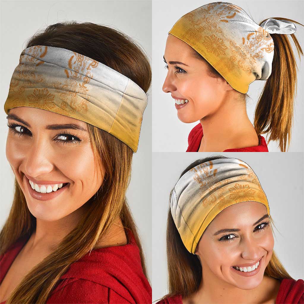 Philippines Barong Style Neck Gaiter with Polynesian Art and Leaf Motif Yellow Color LT03 - Polynesian Pride