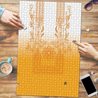 Philippines Barong Style Puzzle with Polynesian Art and Leaf Motif Yellow Color LT03 Yellow - Polynesian Pride