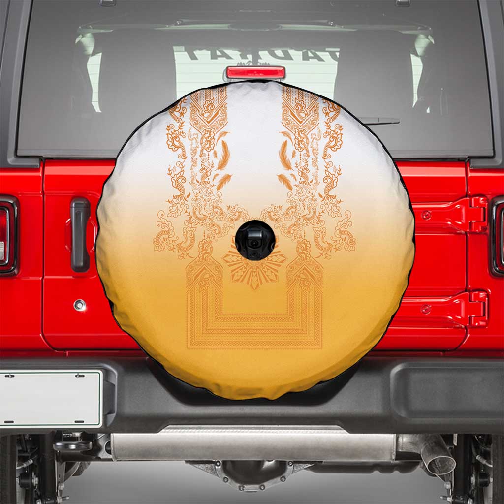 Philippines Barong Style Spare Tire Cover with Polynesian Art and Leaf Motif Yellow Color LT03 - Polynesian Pride