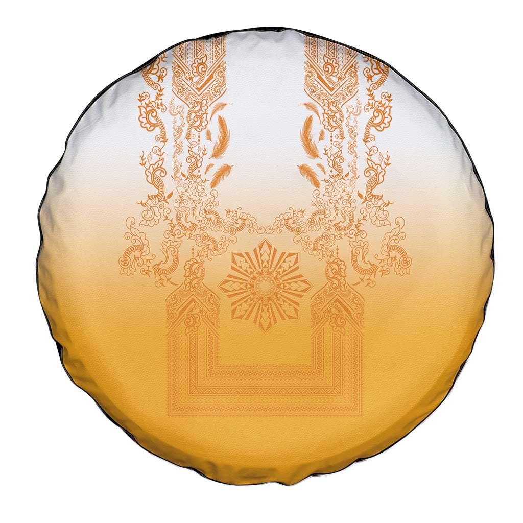 Philippines Barong Style Spare Tire Cover with Polynesian Art and Leaf Motif Yellow Color LT03 - Polynesian Pride