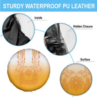 Philippines Barong Style Spare Tire Cover with Polynesian Art and Leaf Motif Yellow Color LT03 - Polynesian Pride