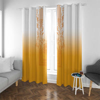 Philippines Barong Style Window Curtain with Polynesian Art and Leaf Motif Yellow Color LT03 With Grommets Yellow - Polynesian Pride