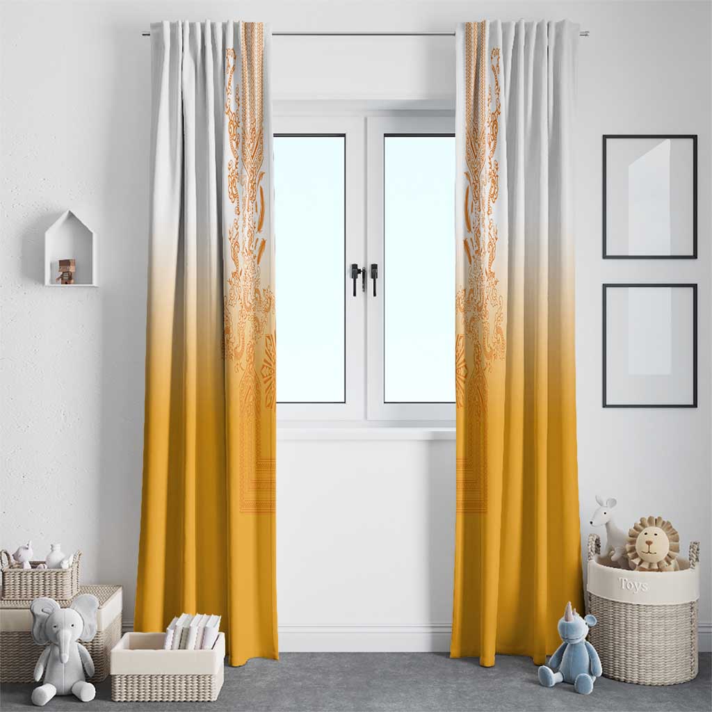 Philippines Barong Style Window Curtain with Polynesian Art and Leaf Motif Yellow Color LT03 - Polynesian Pride