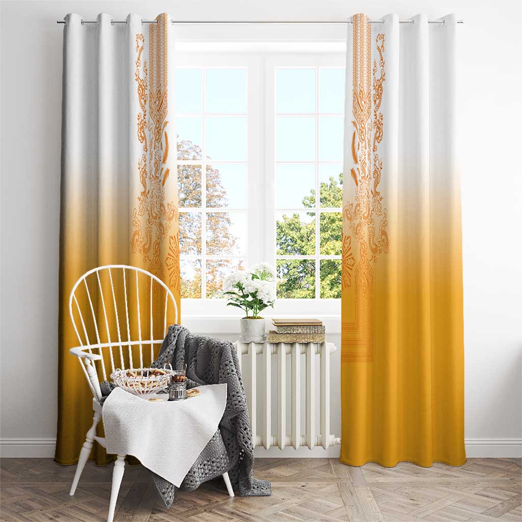 Philippines Barong Style Window Curtain with Polynesian Art and Leaf Motif Yellow Color LT03 - Polynesian Pride
