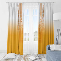 Philippines Barong Style Window Curtain with Polynesian Art and Leaf Motif Yellow Color LT03 - Polynesian Pride