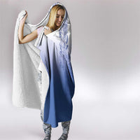 Philippines Barong Style Hooded Blanket with Polynesian Art and Leaf Motif Blue Color