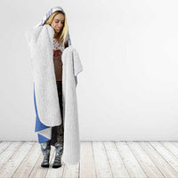 Philippines Barong Style Hooded Blanket with Polynesian Art and Leaf Motif Blue Color