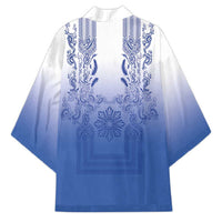 Philippines Barong Style Kimono with Polynesian Art and Leaf Motif Blue Color LT03 - Polynesian Pride