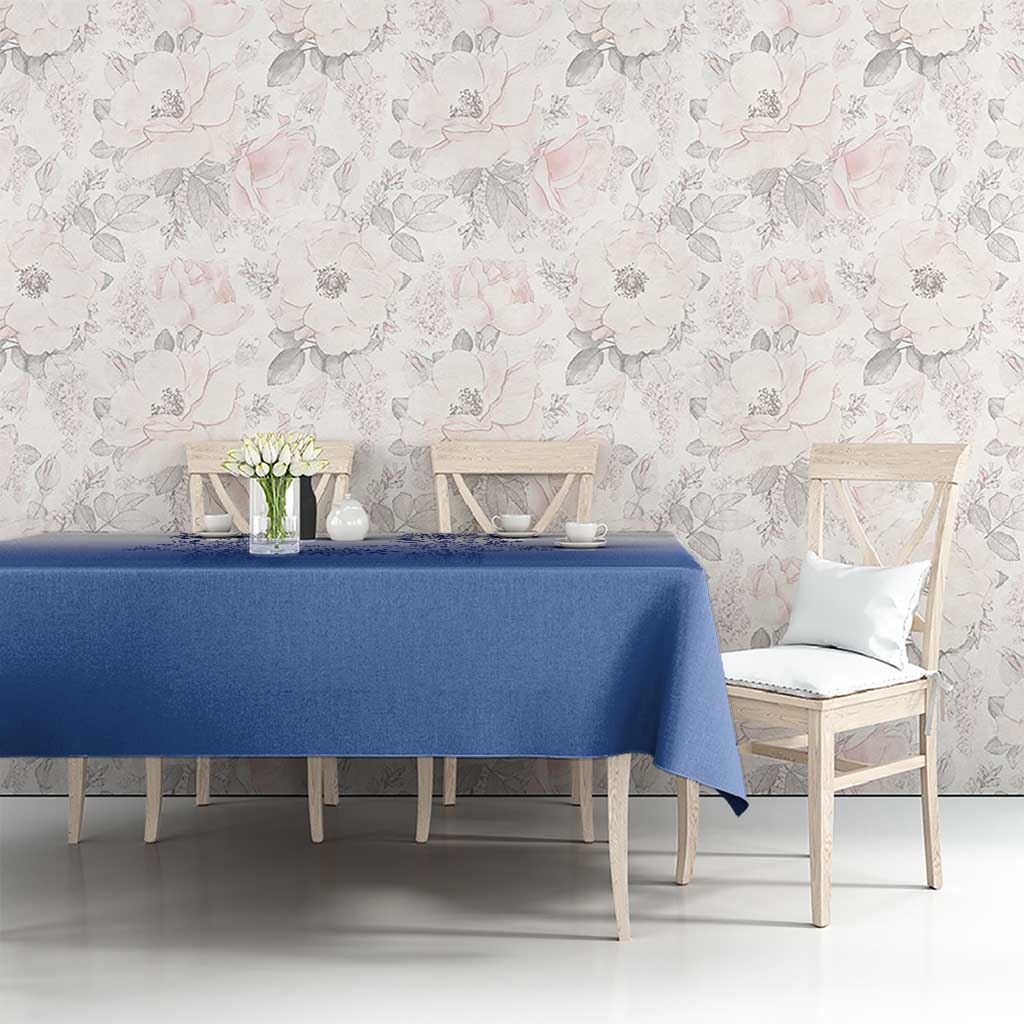 Philippines Barong Style Tablecloth with Polynesian Art and Leaf Motif Blue Color LT03 - Polynesian Pride